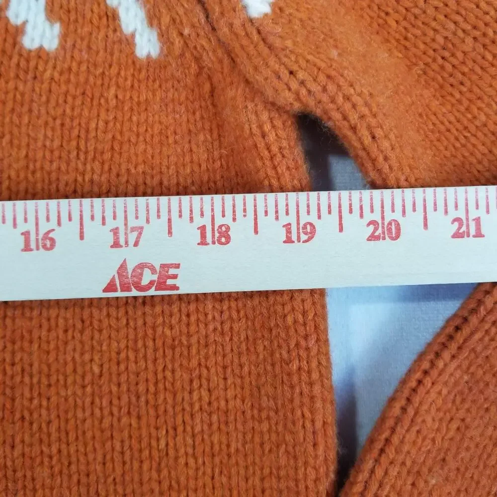 GAP Sweater Womens Small Orange Lambswool Raglan Knit Fishbone Art to Wear